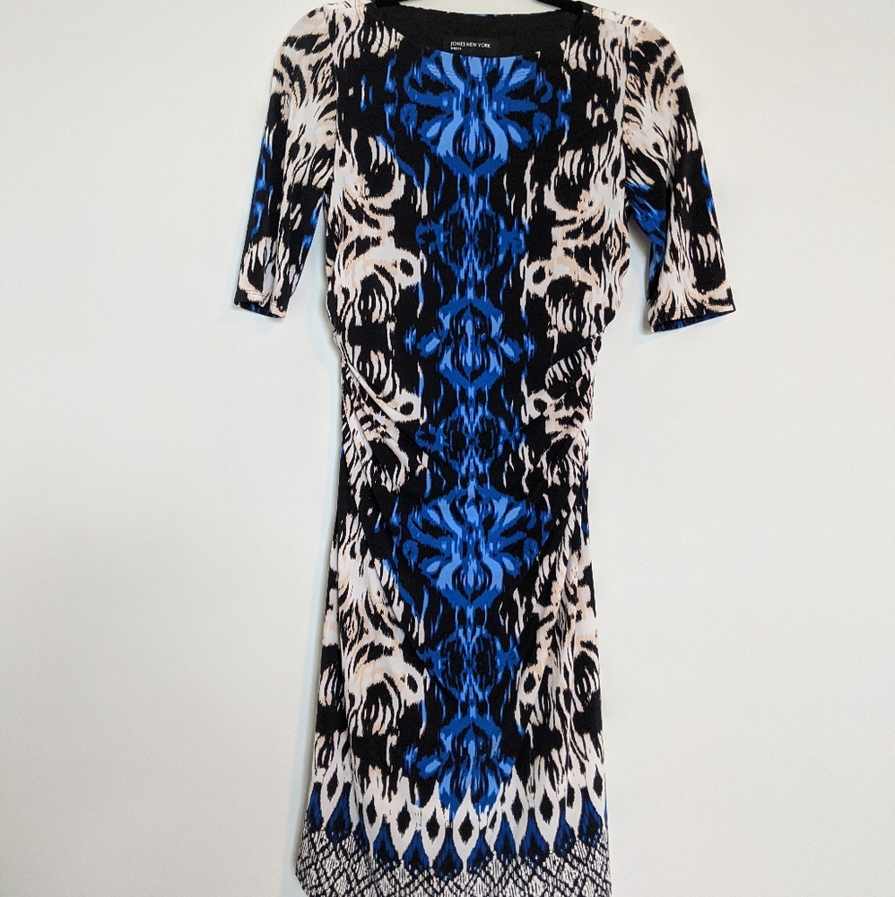 Jones New York blue floral pattern bodycon dress